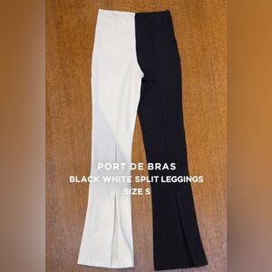 Port de Bras Colorblock Flare Leggings Black White Size S -LIKE NEW